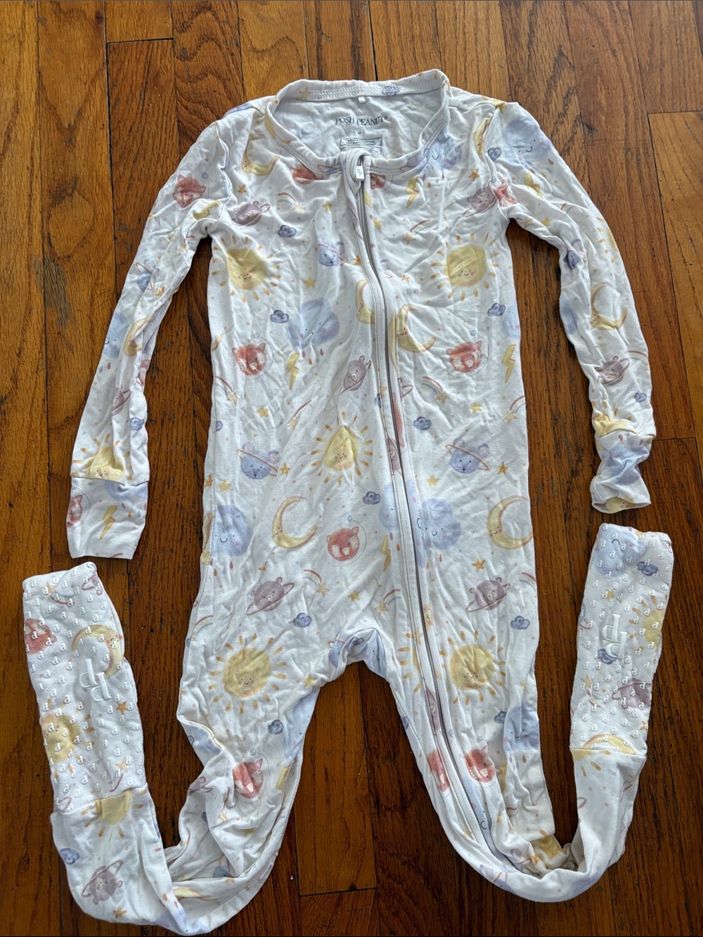 Posh Peanut White Footie with Pastel Space Print